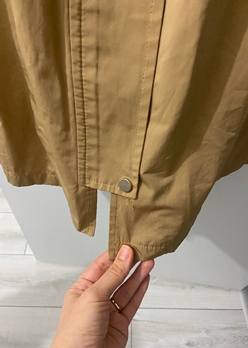 Bej Düğmeli Uzun Kadın Trençkot - Görsel 7