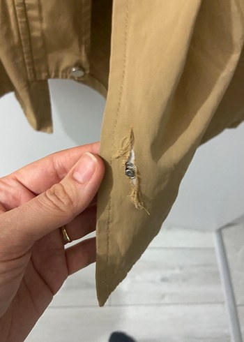 Bej Düğmeli Uzun Kadın Trençkot - Görsel 8