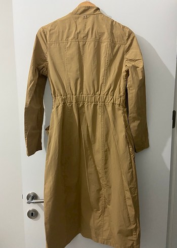 Bej Düğmeli Uzun Kadın Trençkot - Görsel 2