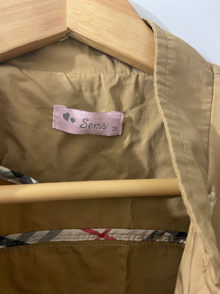 Bej Düğmeli Uzun Kadın Trençkot - Görsel 3