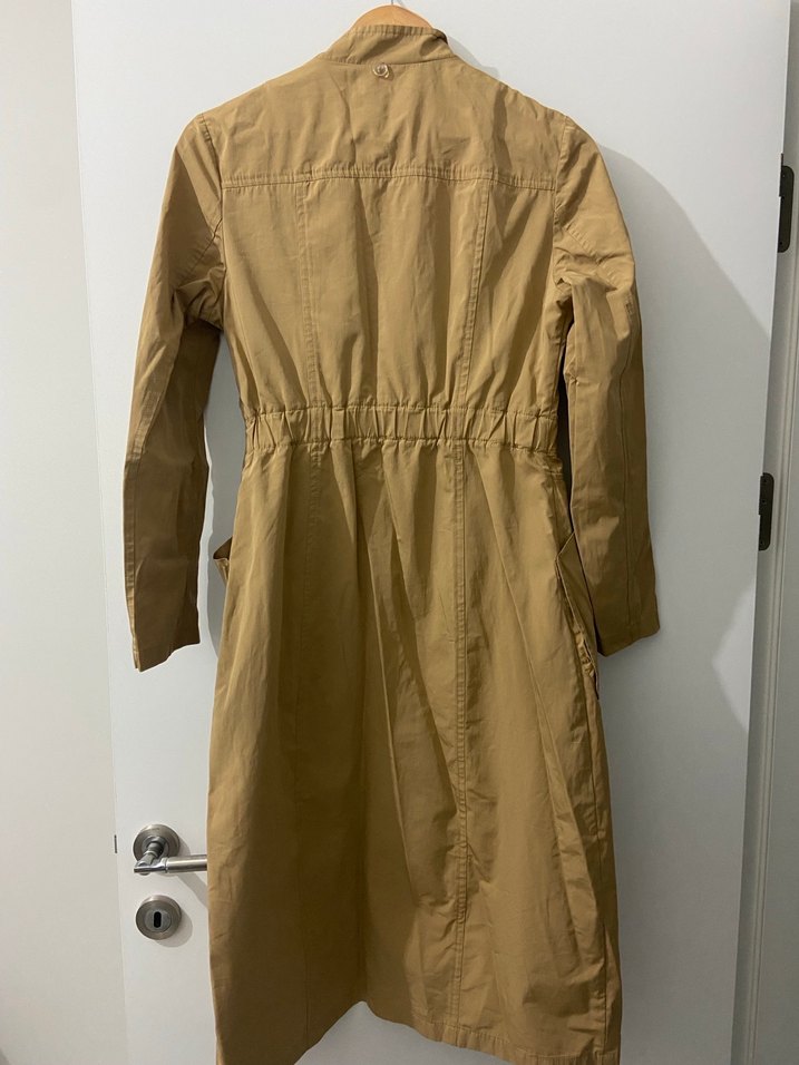 Bej Düğmeli Uzun Kadın Trençkot - Görsel 2