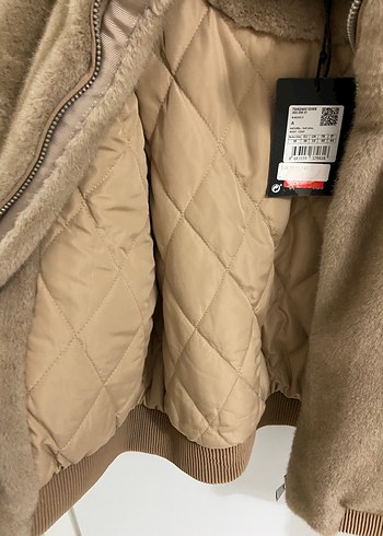 Kürklü Bej Kadın Rahat Kesim Ceket twist - Görsel 5