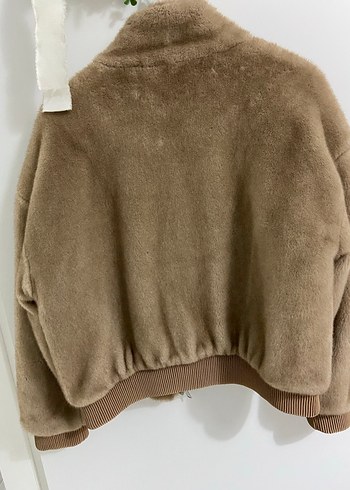 Kürklü Bej Kadın Rahat Kesim Ceket twist - Görsel 2