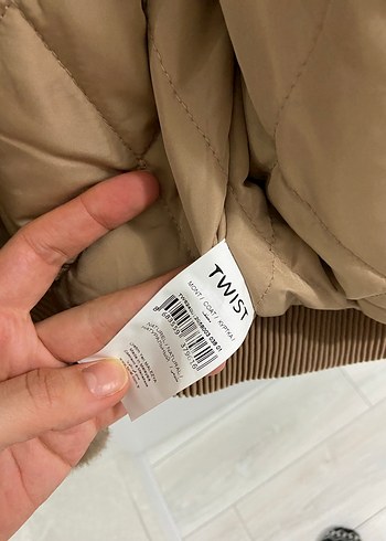 Kürklü Bej Kadın Rahat Kesim Ceket twist - Görsel 7