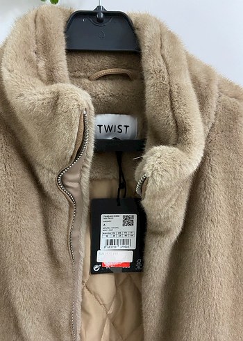 Kürklü Bej Kadın Rahat Kesim Ceket twist - Görsel 3