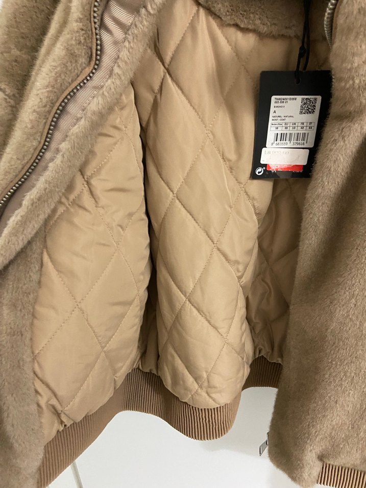 Kürklü Bej Kadın Rahat Kesim Ceket twist - Görsel 5