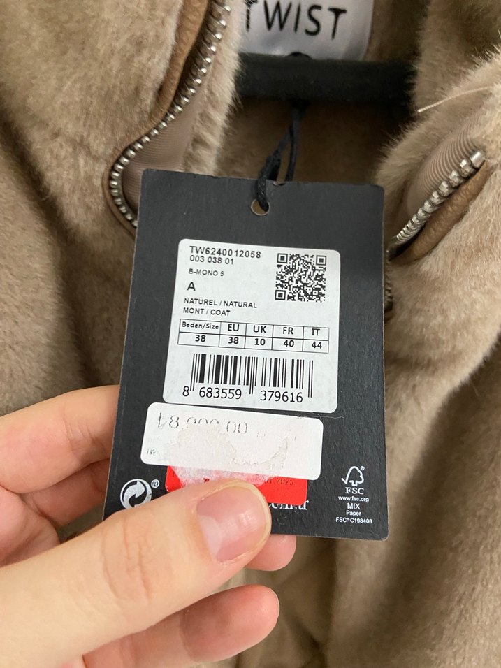 Kürklü Bej Kadın Rahat Kesim Ceket twist - Görsel 4