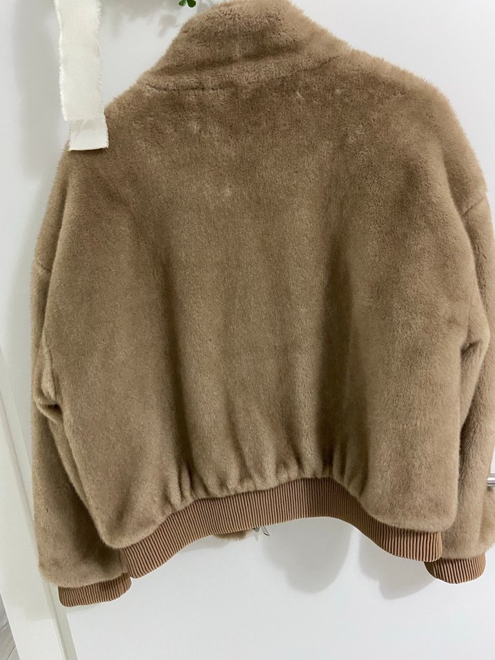 Kürklü Bej Kadın Rahat Kesim Ceket twist - Görsel 2