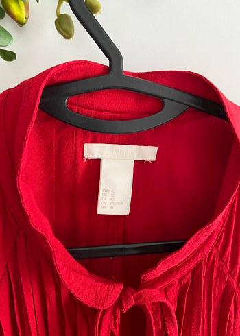 Kırmızı Pilili Uzun Kollu Kadın Tunik - Görsel 4