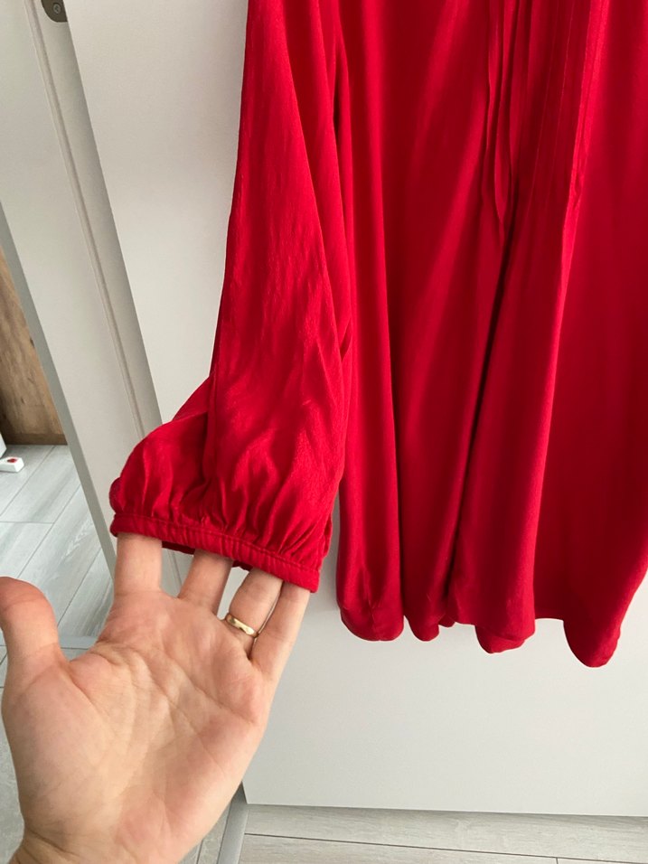 Kırmızı Pilili Uzun Kollu Kadın Tunik - Görsel 5