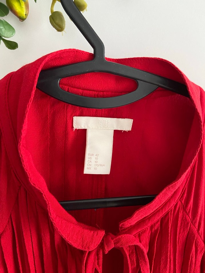 Kırmızı Pilili Uzun Kollu Kadın Tunik - Görsel 4