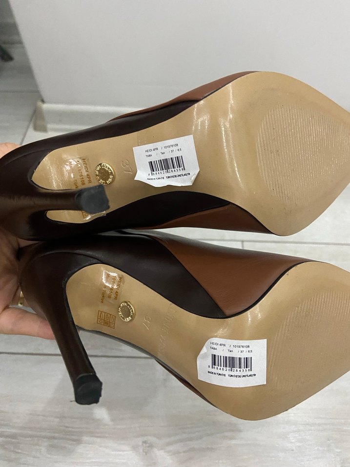 Kahverengi Deri Zebra Desenli İnce Topuklu Dizüstü Çizme - Görsel 5