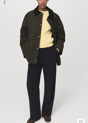 Mango kadife yakalı mumlu parka - Görsel 2