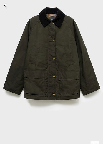 Mango kadife yakalı mumlu parka - Görsel 7