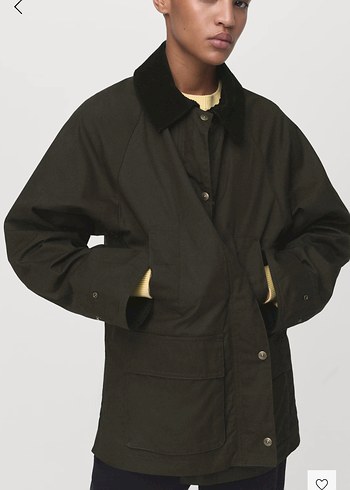 Mango kadife yakalı mumlu parka - Görsel 5