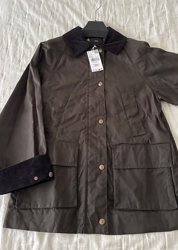 Mango kadife yakalı mumlu parka - Görsel 9