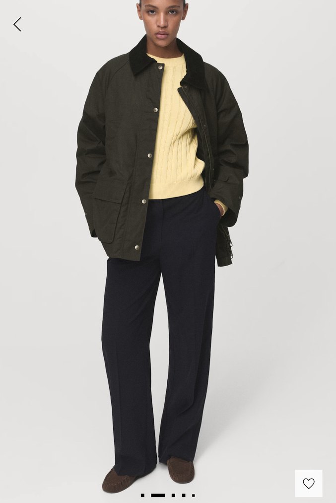 Mango kadife yakalı mumlu parka - Görsel 2