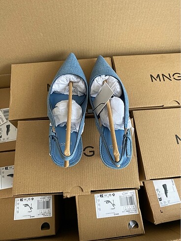 37 Beden Mango topuklu Denim ayakkabı