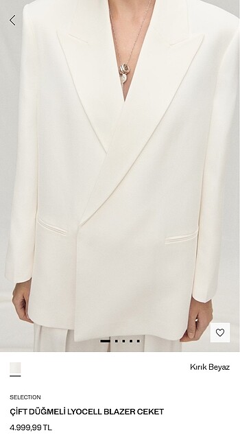 s Beden beyaz Renk Mango çift düğmeli lyocell blazer ceket