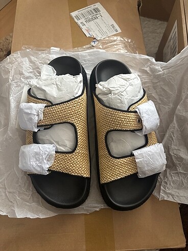 39 Beden camel Renk H&M hasır sandalet
