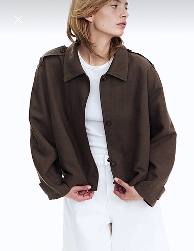H&M keten karışımlı kısa trençkot