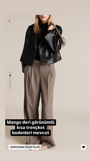 Mango deri görünümlü kısa trençkot