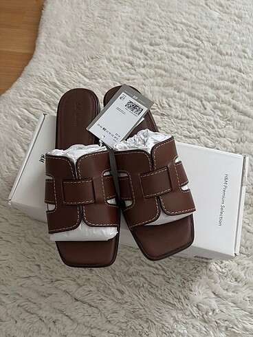 38 Beden kahverengi Renk H&M deri sandalet