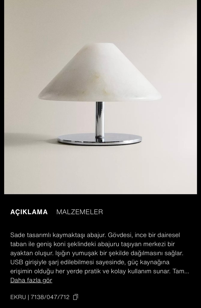 Zara kablosuz abajur — görsel 3/8