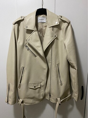stradivarius deri biker ceket