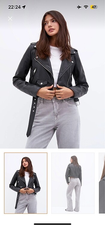 Suni deri biker ceket
