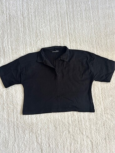 Diğer Polo yaka crop tişört