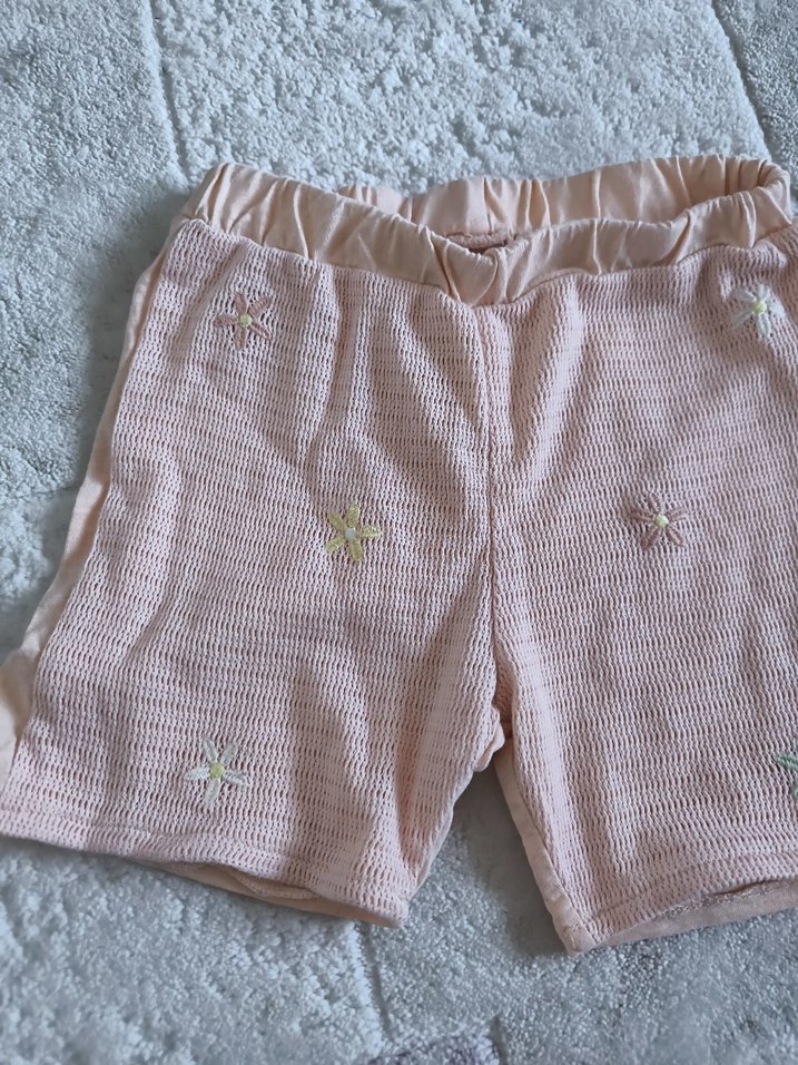 Nakışlı Pembe Örgü Kız Şortu - Görsel 3