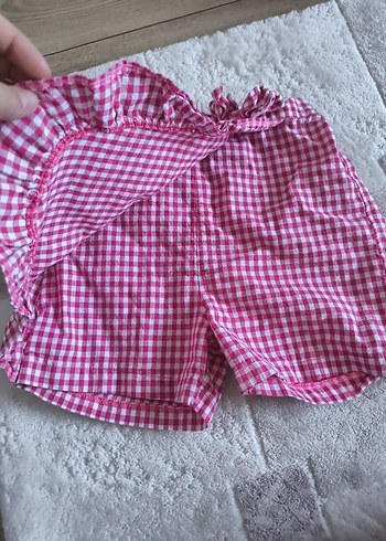 Kız Çocuk Renkli Kareli Fırfırlı Şort etek - Görsel 3