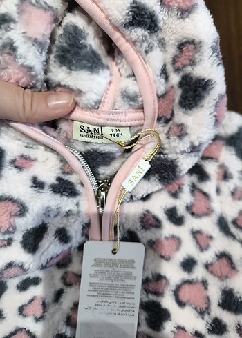 Diğer Kapüşonlu Pembe Kız bebek polar ceket