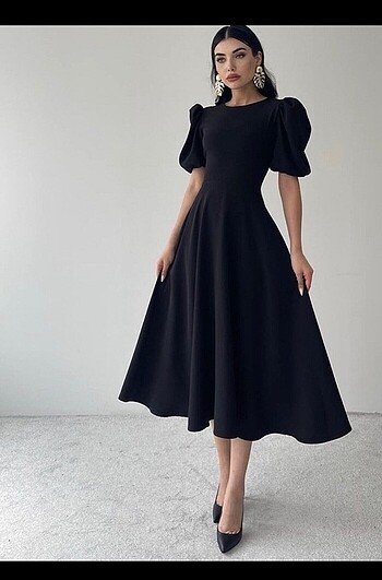 Prenses kol siyah elbise