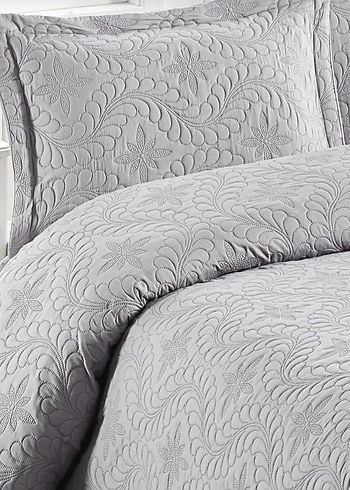 Gri Nakışlı Yatak Örtüsü - Görsel 2