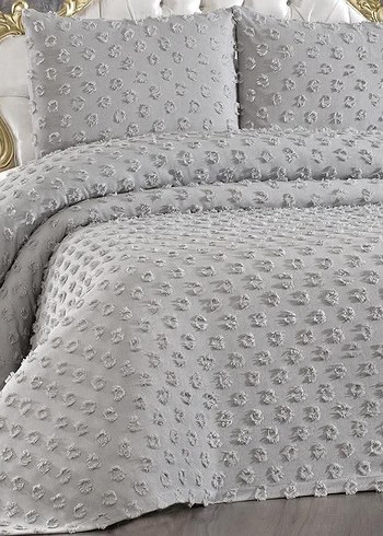 Gri ponpon yatak örtüsü 
renk belirdin - Görsel 3