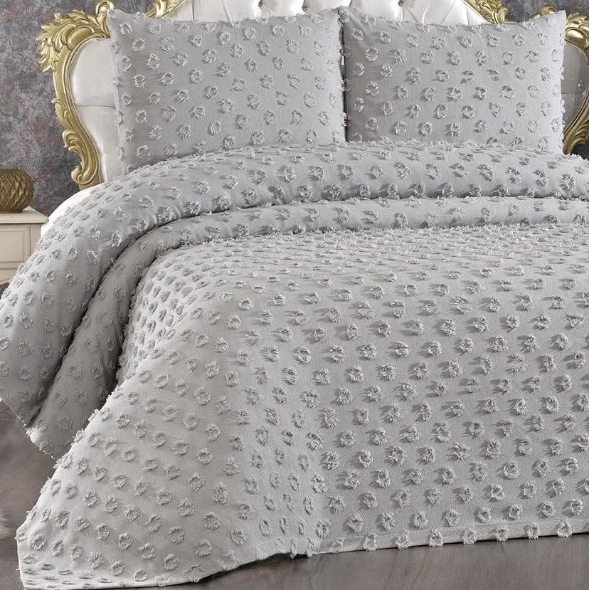 Gri ponpon yatak örtüsü 
renk belirdin - Görsel 3