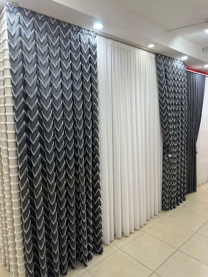 Gri Nakışlı Beyaz Modern Perde - Görsel 2