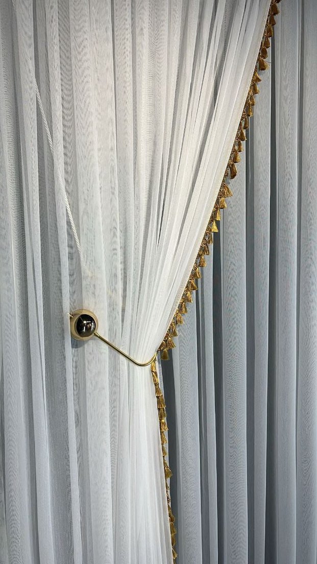 Beyaz Desenli Konvansiyonel Tül Perde - Görsel 4