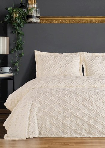 Beyaz Bohem Tarzı Desensiz Kahvaltı Tepsisi - Görsel 3