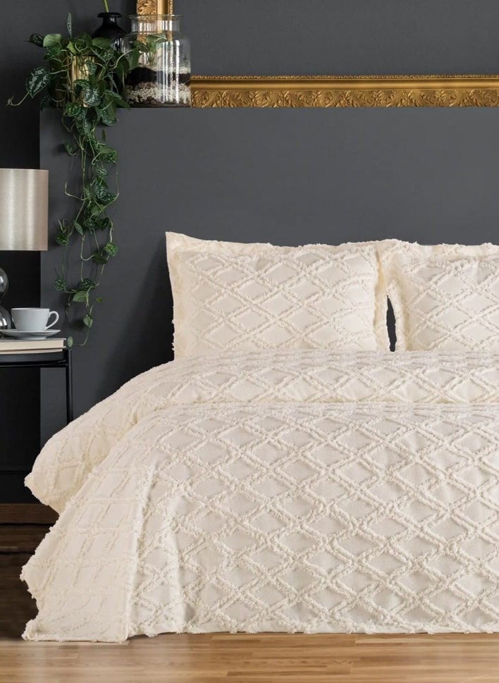 Beyaz Bohem Tarzı Desensiz Kahvaltı Tepsisi - Görsel 3