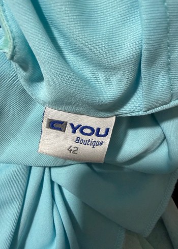 Turkuaz Drapeli Uzun Abiye Elbise - Görsel 5