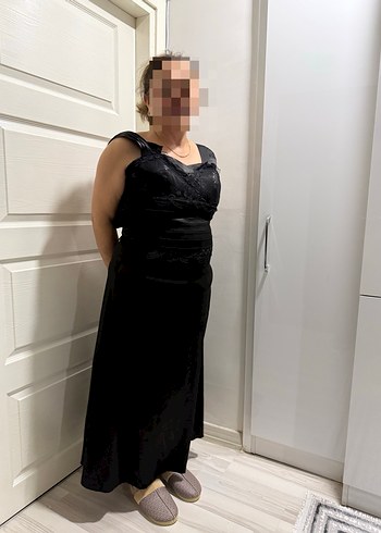 Siyah Straplez Midi Gotik Abiye Elbise - Görsel 2