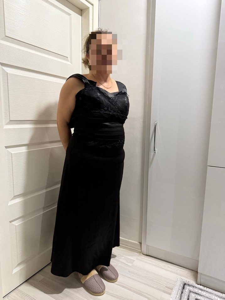 Siyah Straplez Midi Gotik Abiye Elbise - Görsel 2