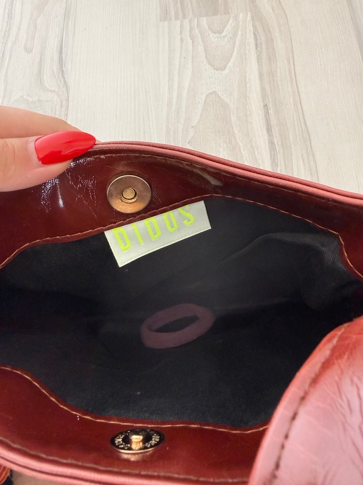 DİDOS Bordo Parlak Deri Kadın Çanta - Görsel 2