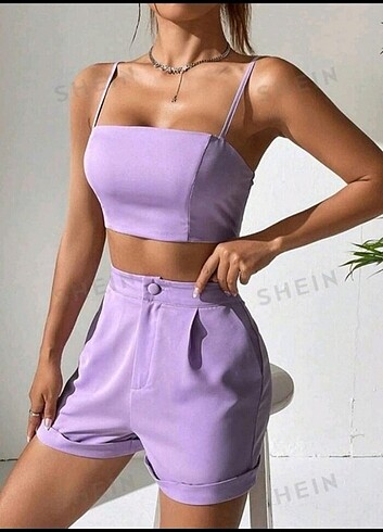 Sheinside Lila şortlu takım 
