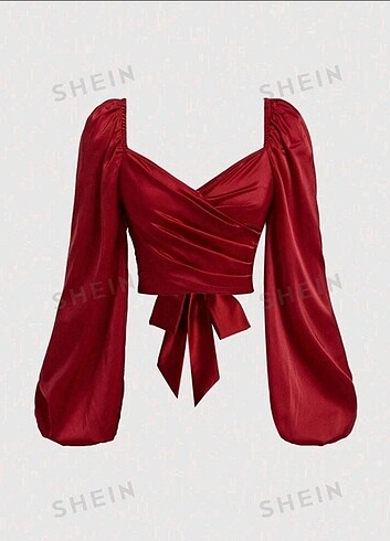 Bordo kruvaze saten prenses model bluz 