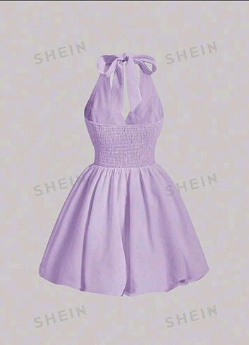 Sheinside Lila boyundan bağlamalı kruvaze elbise 