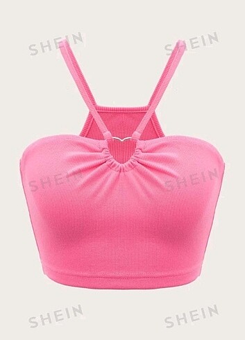Kalp yüzük detaylı crop top 